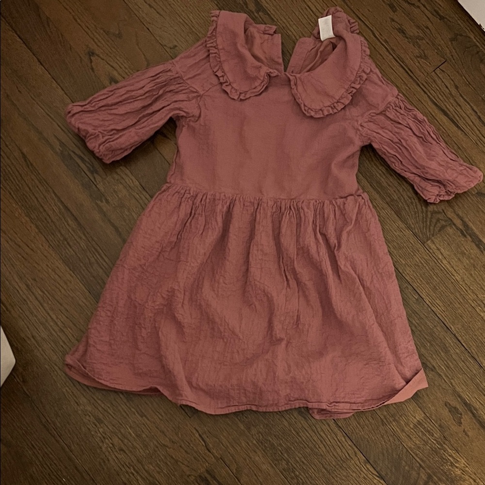 H&M Mauve Kids Dress with Ruffled Collar